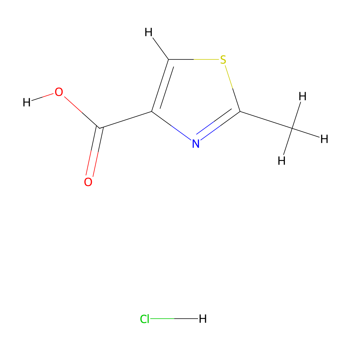2-Methyl-1,3-thiazole-4-carboxylic acid hydrochloride molecular structure, CAS 1311043-74-9