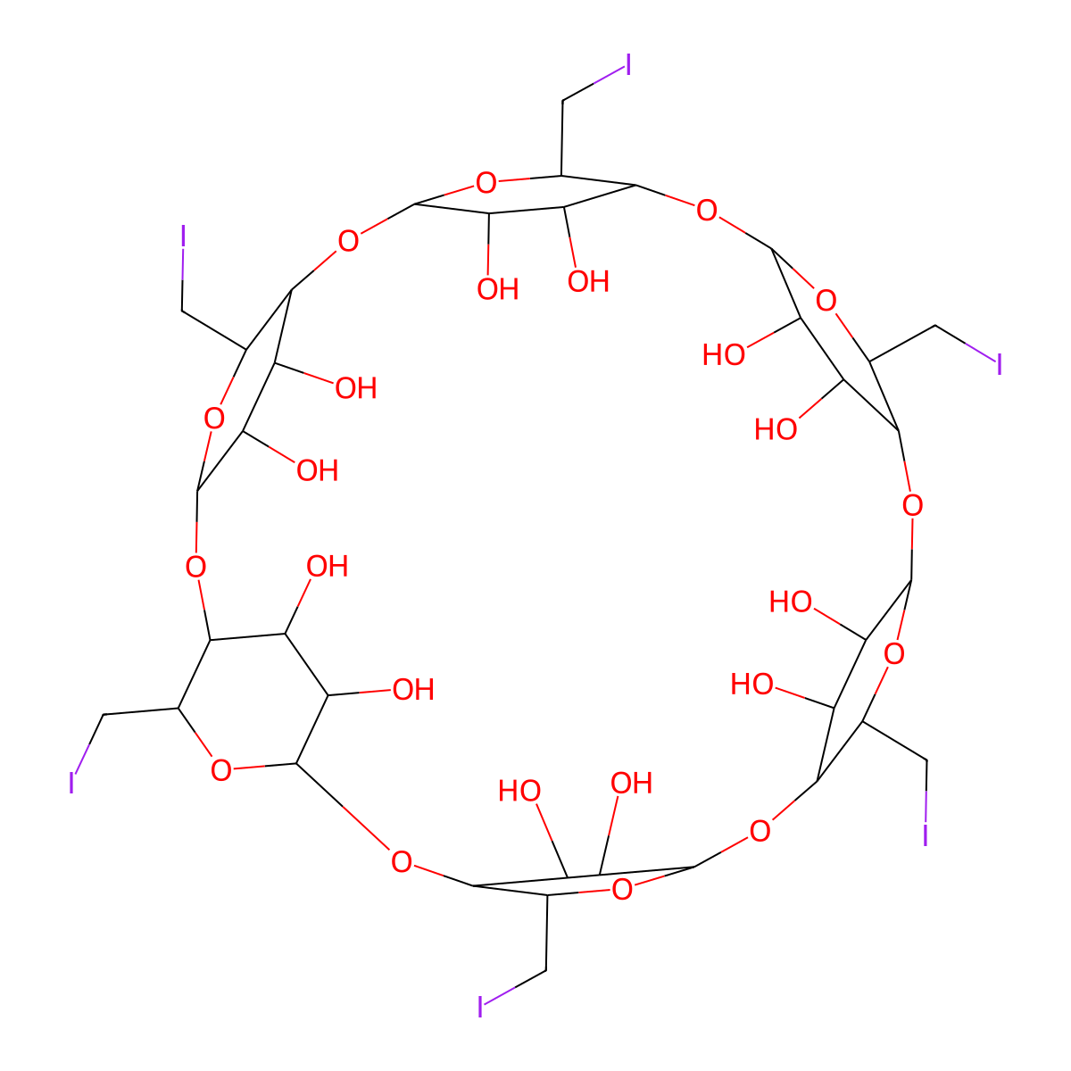 Hexakis(6-Iodo-6-Deoxy)-alpha-Cyclodextrin molecular structure, CAS 131105-41-4