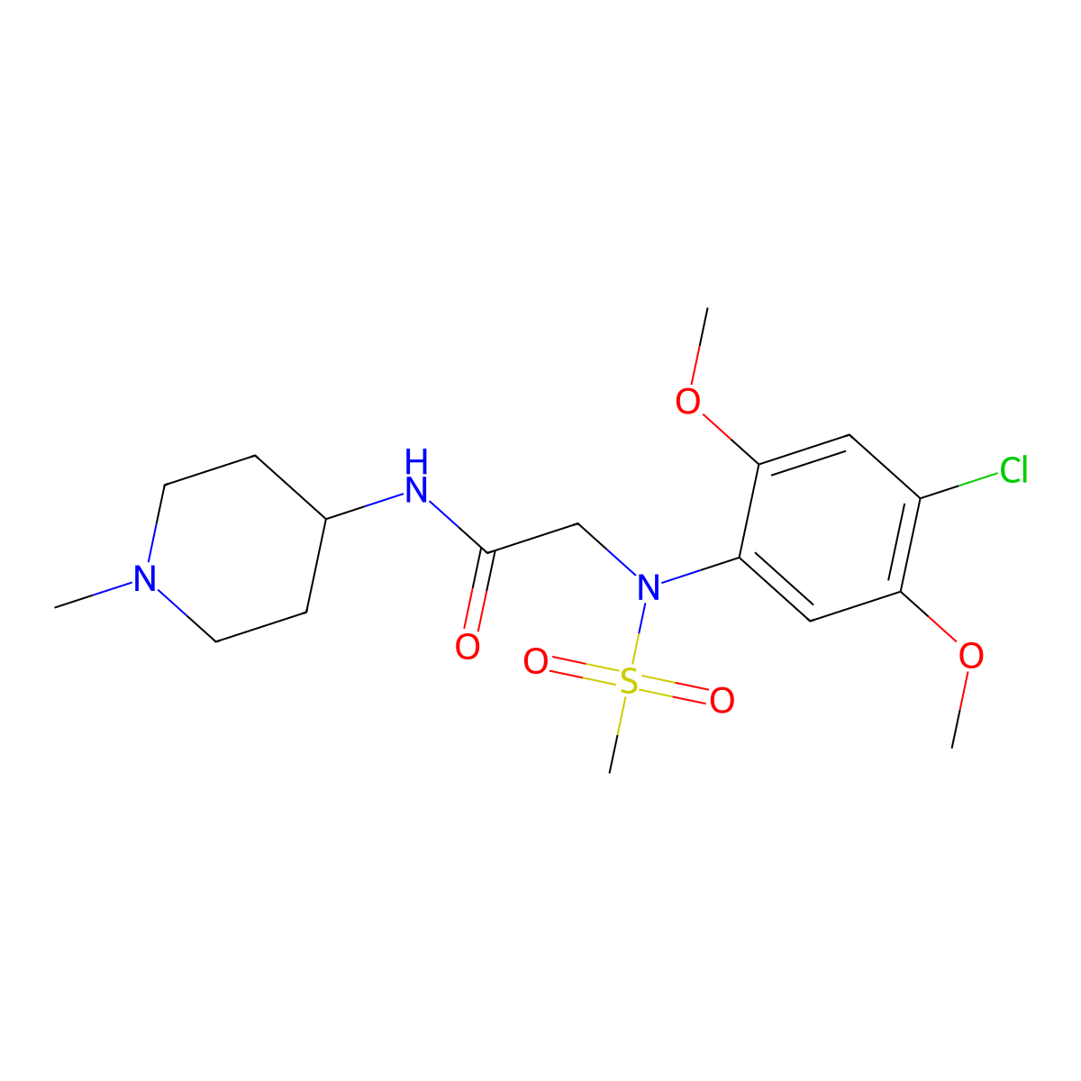 2-(4-chloro-2,5-dimethoxy-N-methylsulfonylanilino)-N-(1-methylpiperidin-4-yl)acetamide molecular structure, CAS 1311051-41-8