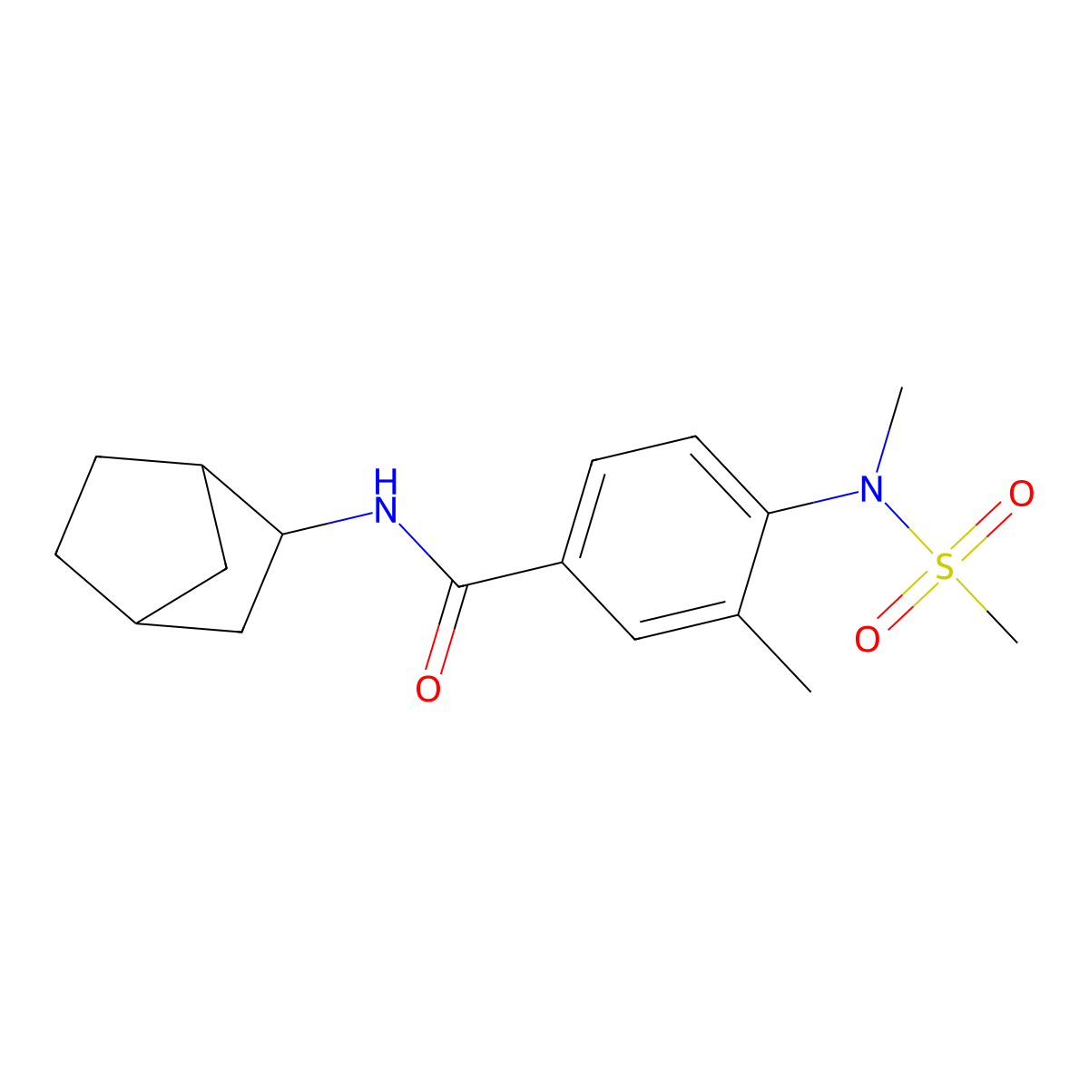 N-(bicyclo[2.2.1]hept-2-yl)-3-methyl-4-[methyl(methylsulfonyl)amino]benzamide molecular structure, CAS 1311072-96-4