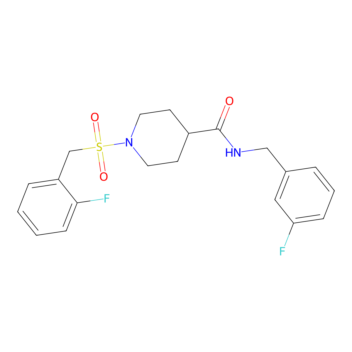 N-(3-fluorobenzyl)-1-[(2-fluorobenzyl)sulfonyl]piperidine-4-carboxamide molecular structure, CAS 1311076-49-9