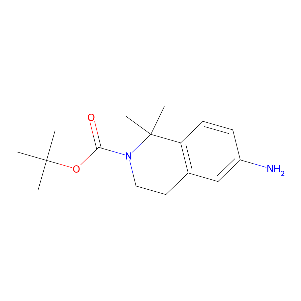 Tert-butyl 6-amino-1,1-dimethyl-3,4-dihydroisoquinoline-2-carboxylate molecular structure, CAS 1311134-27-6