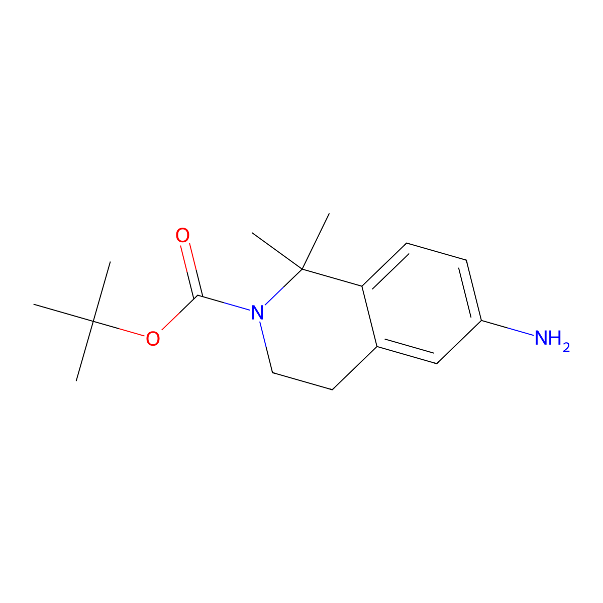 Tert-butyl 6-amino-1,1-dimethyl-3,4-dihydroisoquinoline-2-carboxylate molecular structure, CAS 1311134-27-6