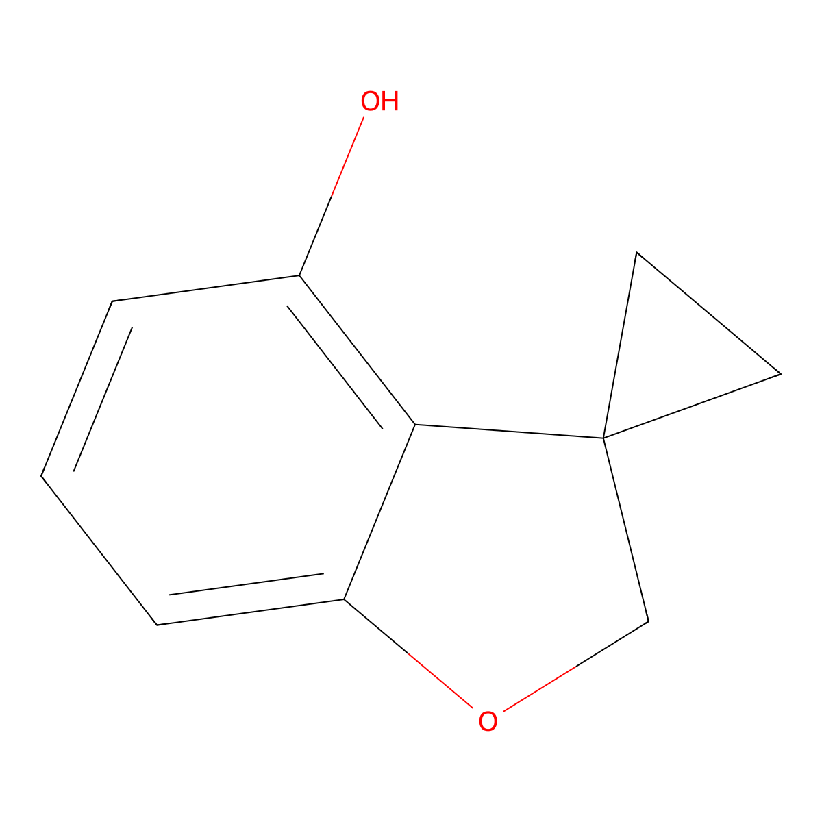 2H-Spiro[benzofuran-3,1'-cyclopropan]-4-ol molecular structure, CAS 1311139-79-3