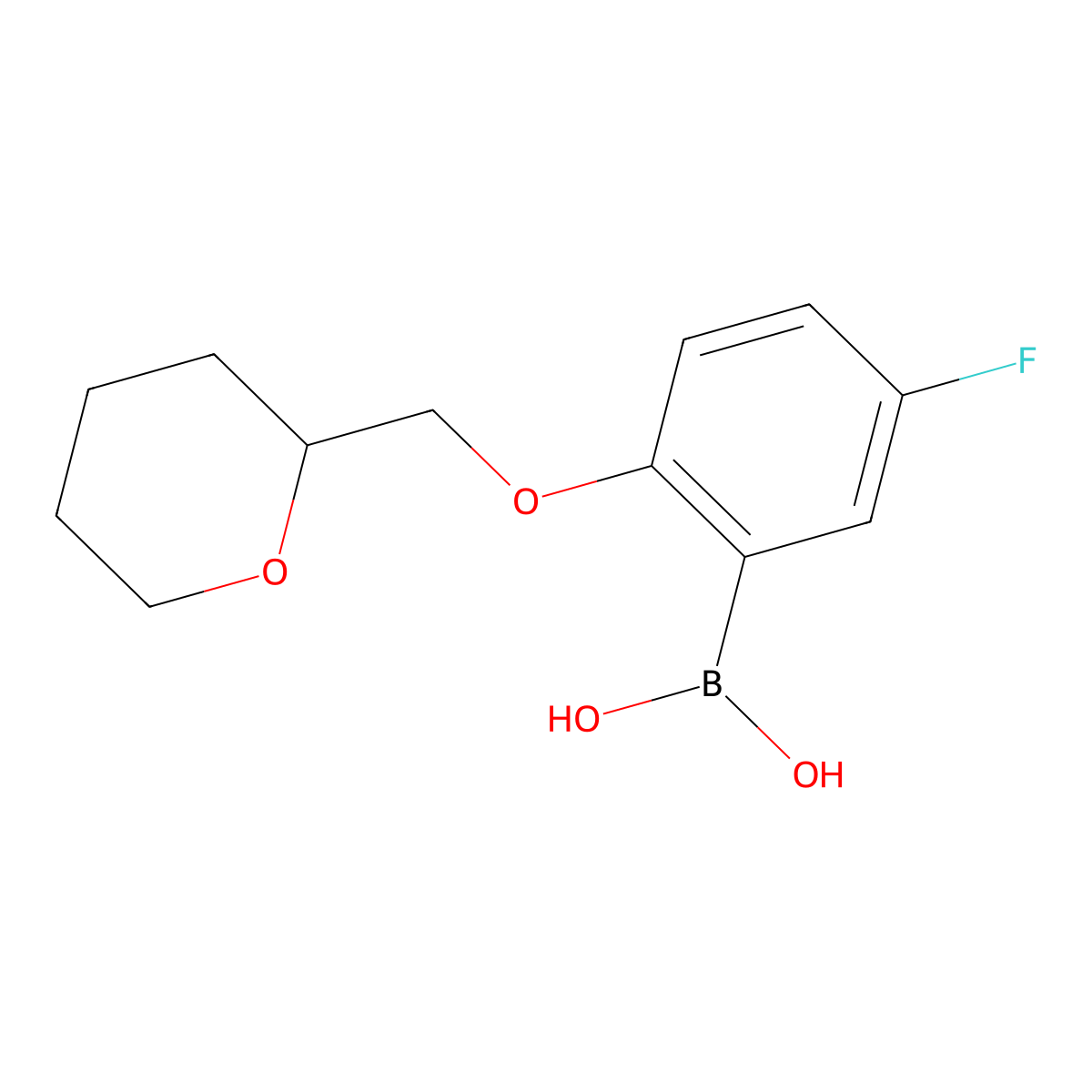 [5-Fluoro-2-(oxan-2-ylmethoxy)phenyl]boronic acid molecular structure, CAS 1311146-36-7