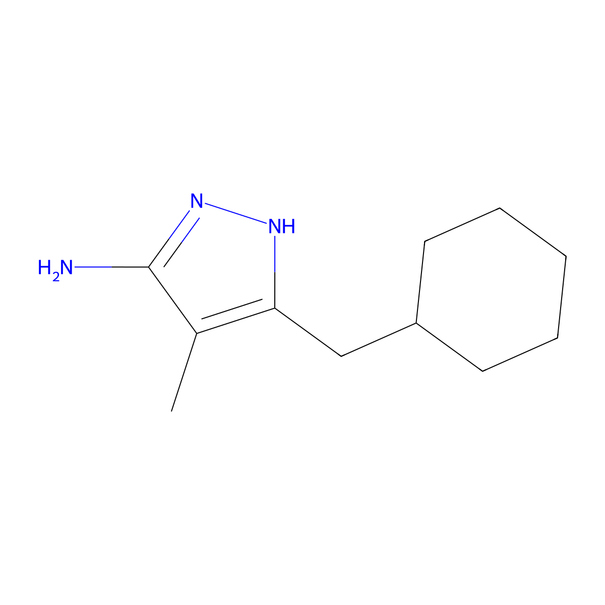 3-(Cyclohexylmethyl)-4-methyl-1H-pyrazol-5-amine molecular structure, CAS 1311146-94-7