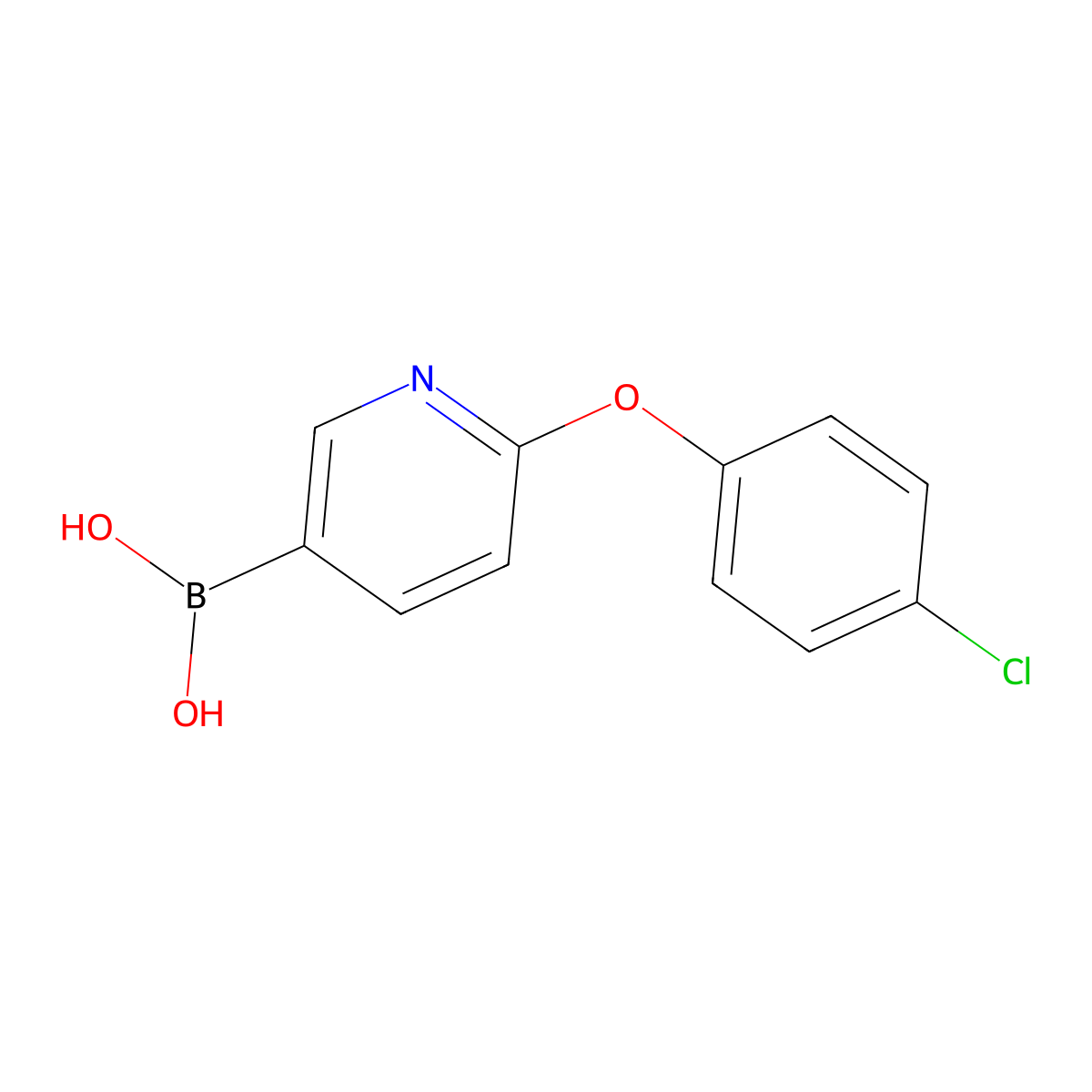 2-(4-Chlorophenoxy)pyridine-5-boronic acid molecular structure, CAS 1311183-19-3