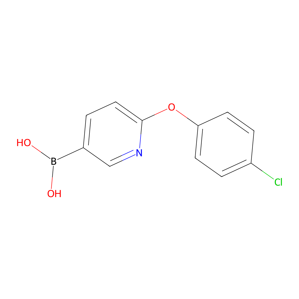 2-(4-Chlorophenoxy)pyridine-5-boronic acid molecular structure, CAS 1311183-19-3