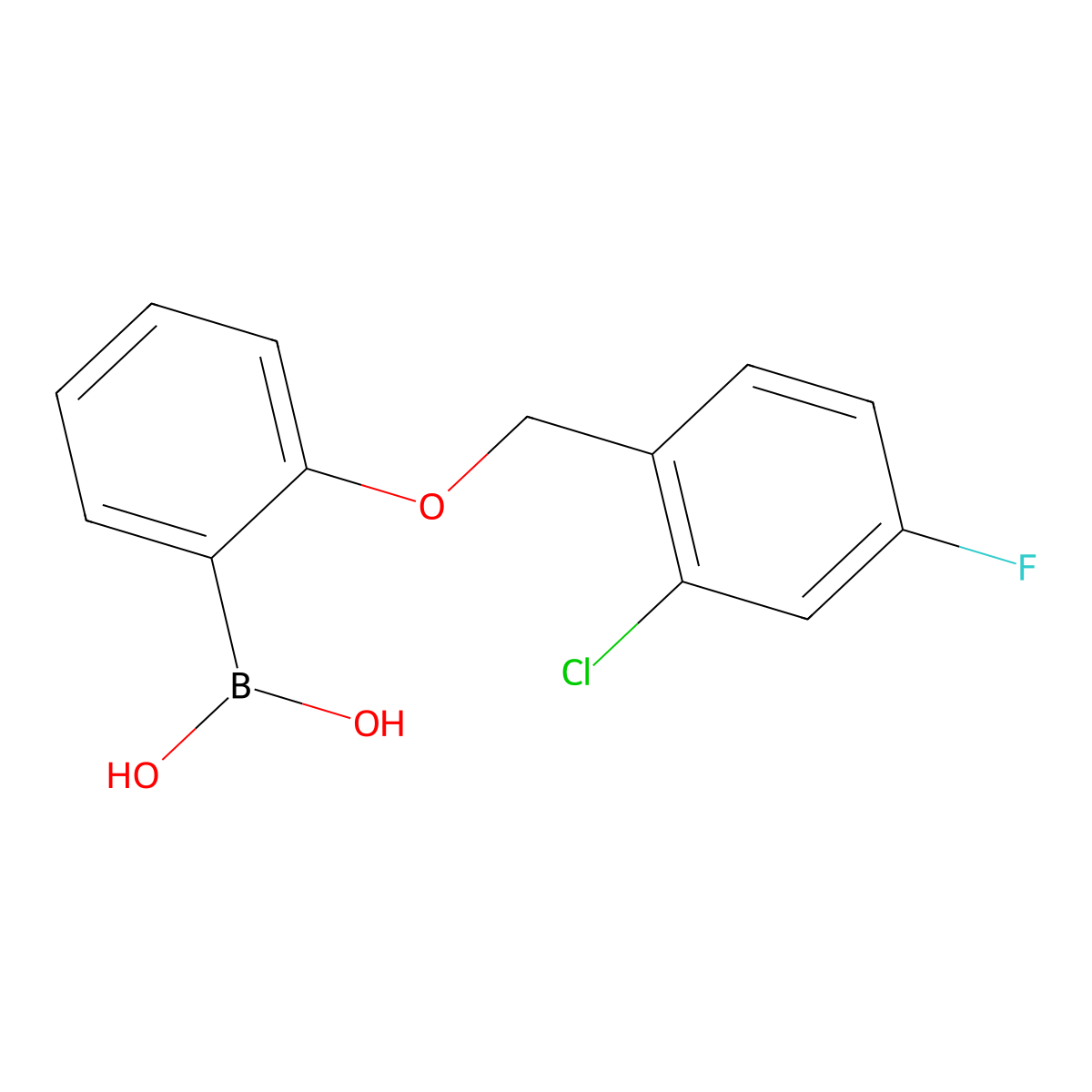 {2-[(2-Chloro-4-fluorophenyl)methoxy]phenyl}boronic acid molecular structure, CAS 1311184-95-8