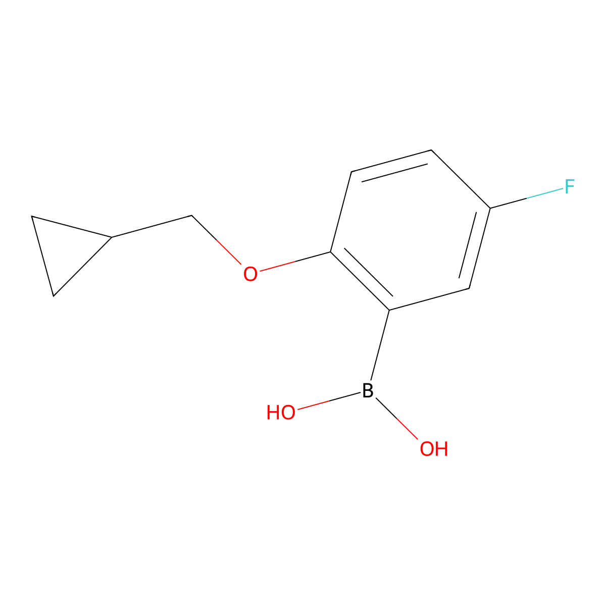 (2-(Cyclopropylmethoxy)-5-fluorophenyl)boronic acid molecular structure, CAS 1311185-09-7