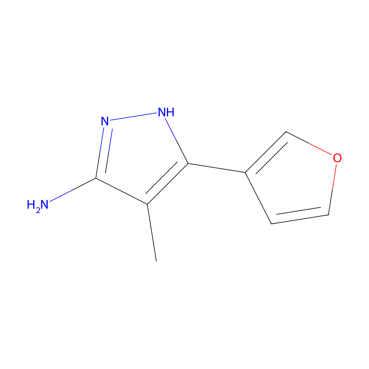 3-(Furan-3-YL)-4-methyl-1H-pyrazol-5-amine molecular structure, CAS 1311185-34-8