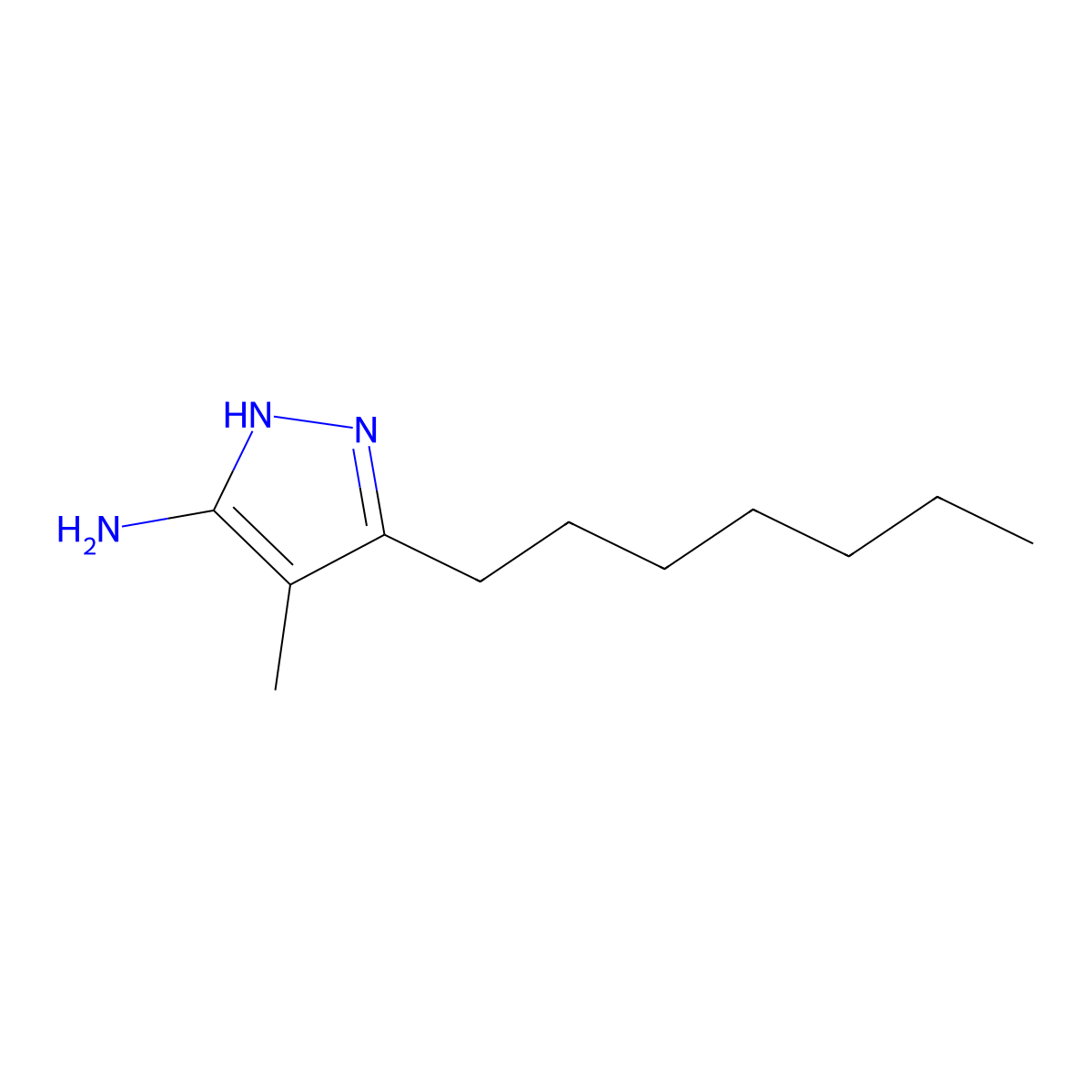 3-Heptyl-4-methyl-1h-pyrazol-5-amine molecular structure, CAS 1311185-40-6