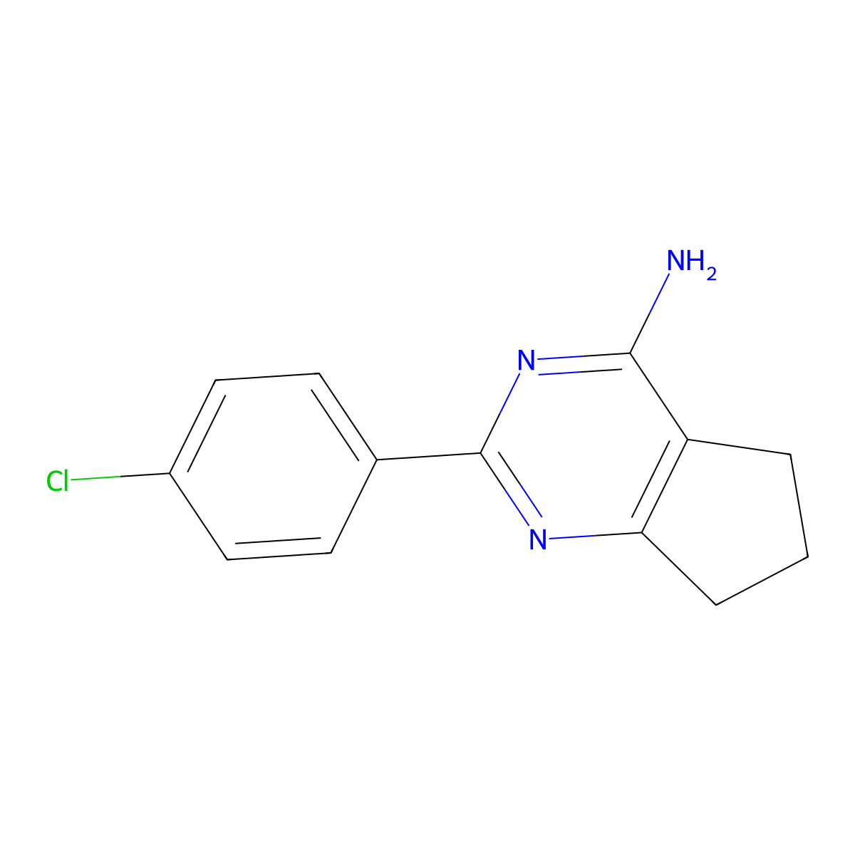 2-(4-chlorophenyl)-6,7-dihydro-5H-cyclopenta[d]pyrimidin-4-amine molecular structure, CAS 1311186-61-4
