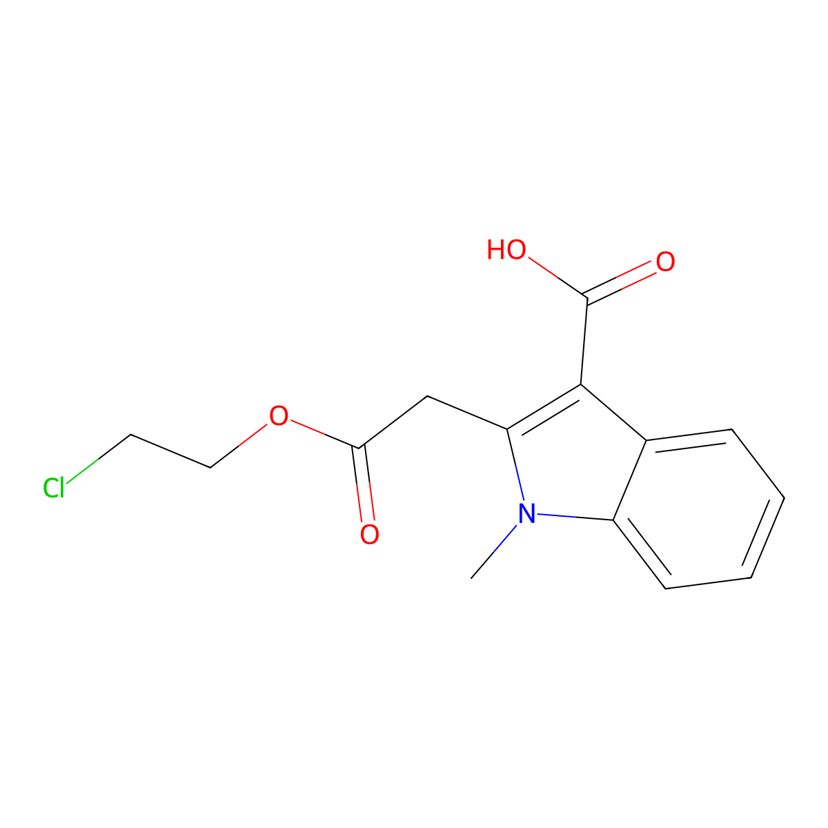 2-(2-Chloroethoxycarbonylmethyl)-1-methylindole-3-carboxylic acid molecular structure, CAS 131119-01-2