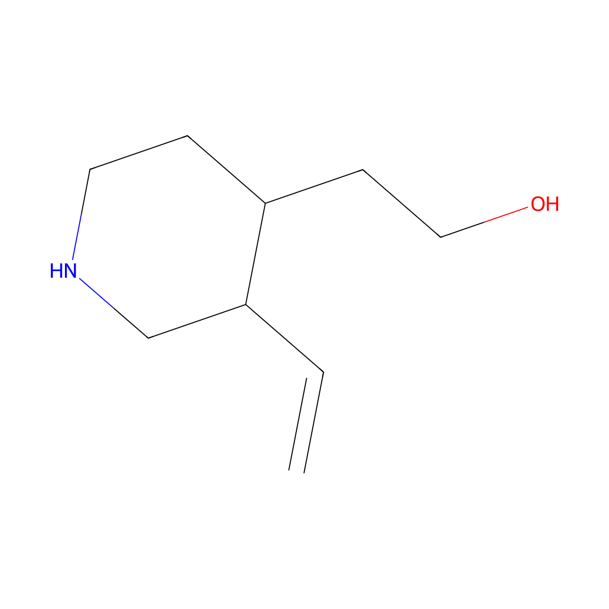 2-[(3R,4S)-3-ethenylpiperidin-4-yl]ethan-1-ol molecular structure, CAS 1311205-54-5