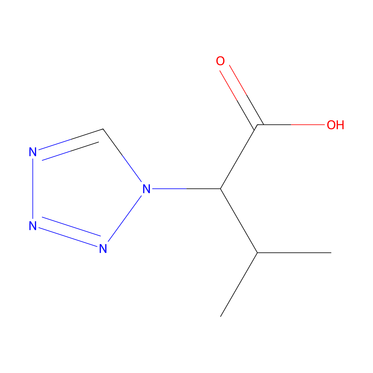 3-methyl-2-(1H-1,2,3,4-tetrazol-1-yl)butanoic acid molecular structure, CAS 1311230-18-8