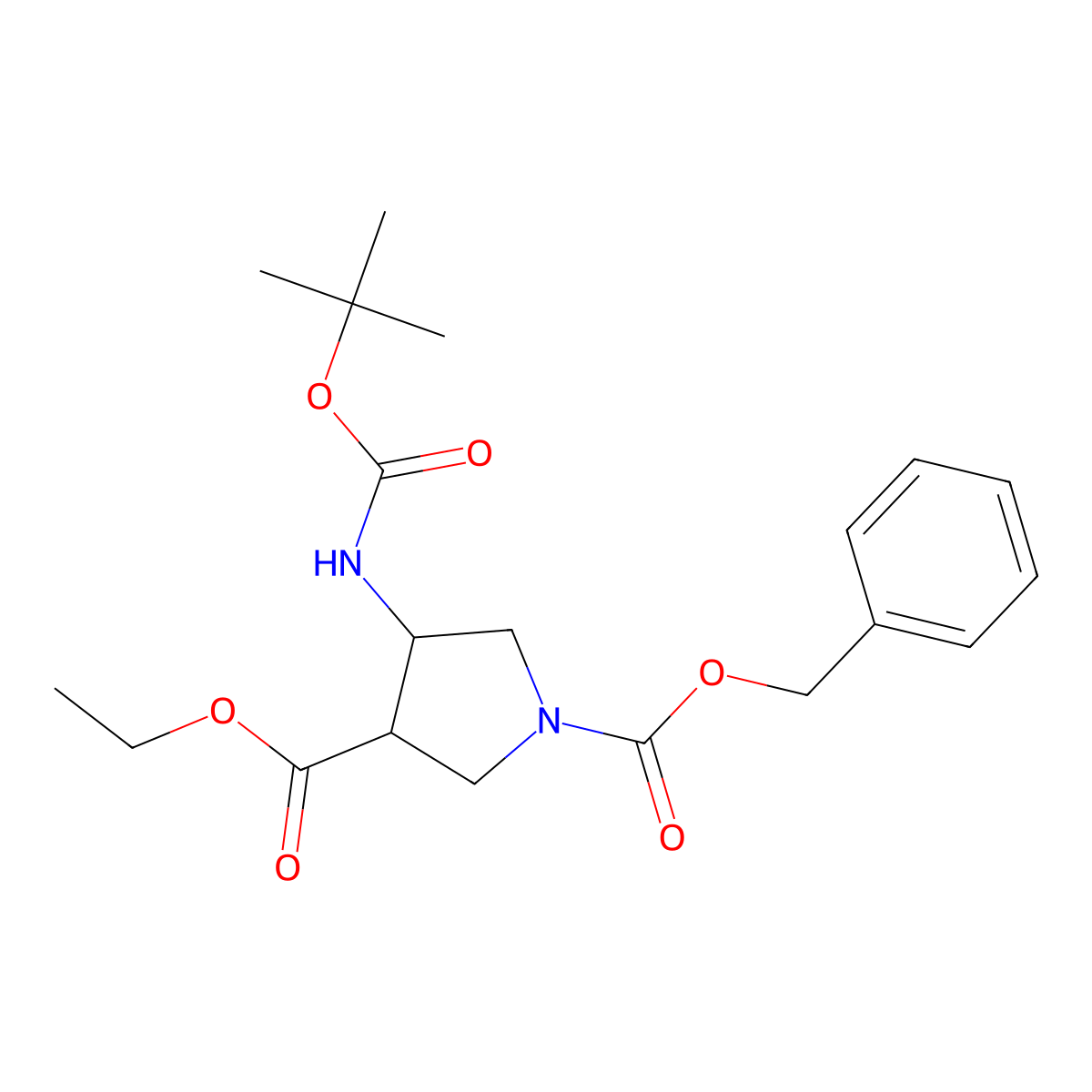 (3S,4R)-1-Benzyl 3-ethyl 4-(tert-butoxycarbonylamino)pyrrolidine-1,3-dicarboxylate molecular structure, CAS 1311254-40-6