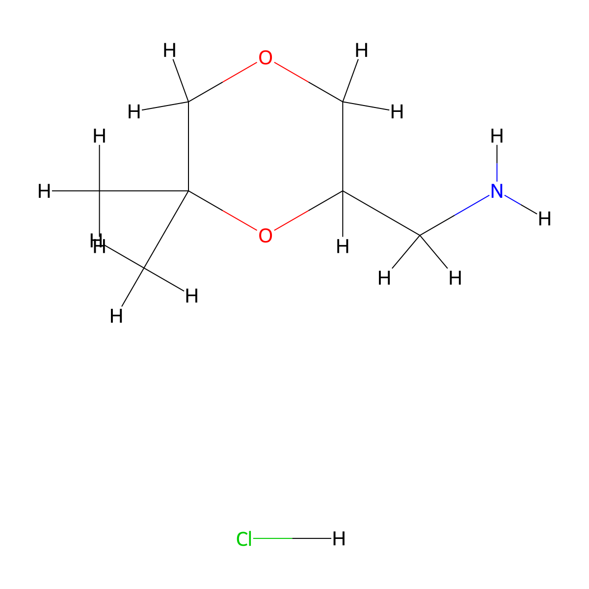 (6,6-Dimethyl-1,4-dioxan-2-yl)methanamine hydrochloride molecular structure, CAS 1311254-42-8