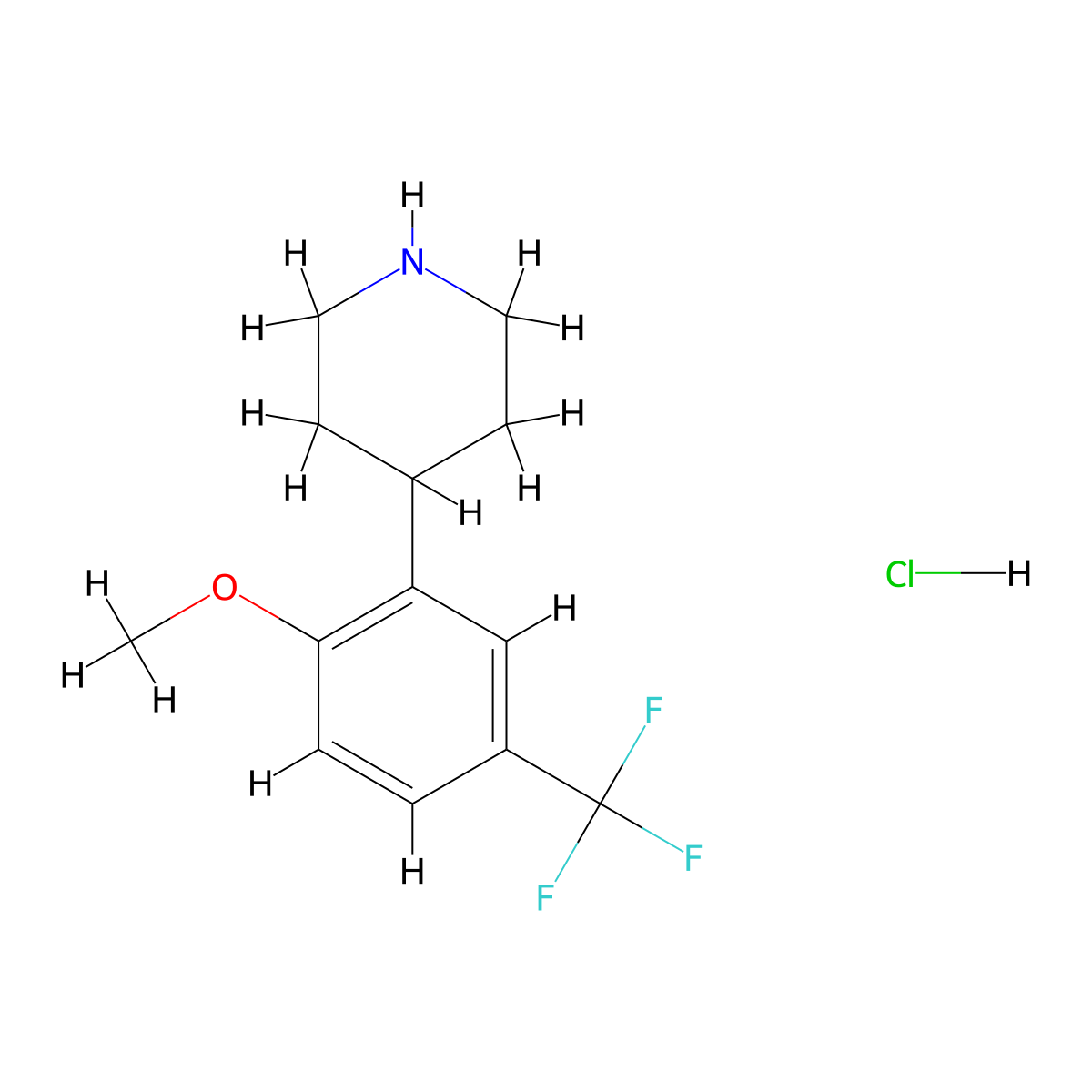 4-(2-Methoxy-5-(trifluoromethyl)phenyl)piperidine hydrochloride molecular structure, CAS 1311254-44-0