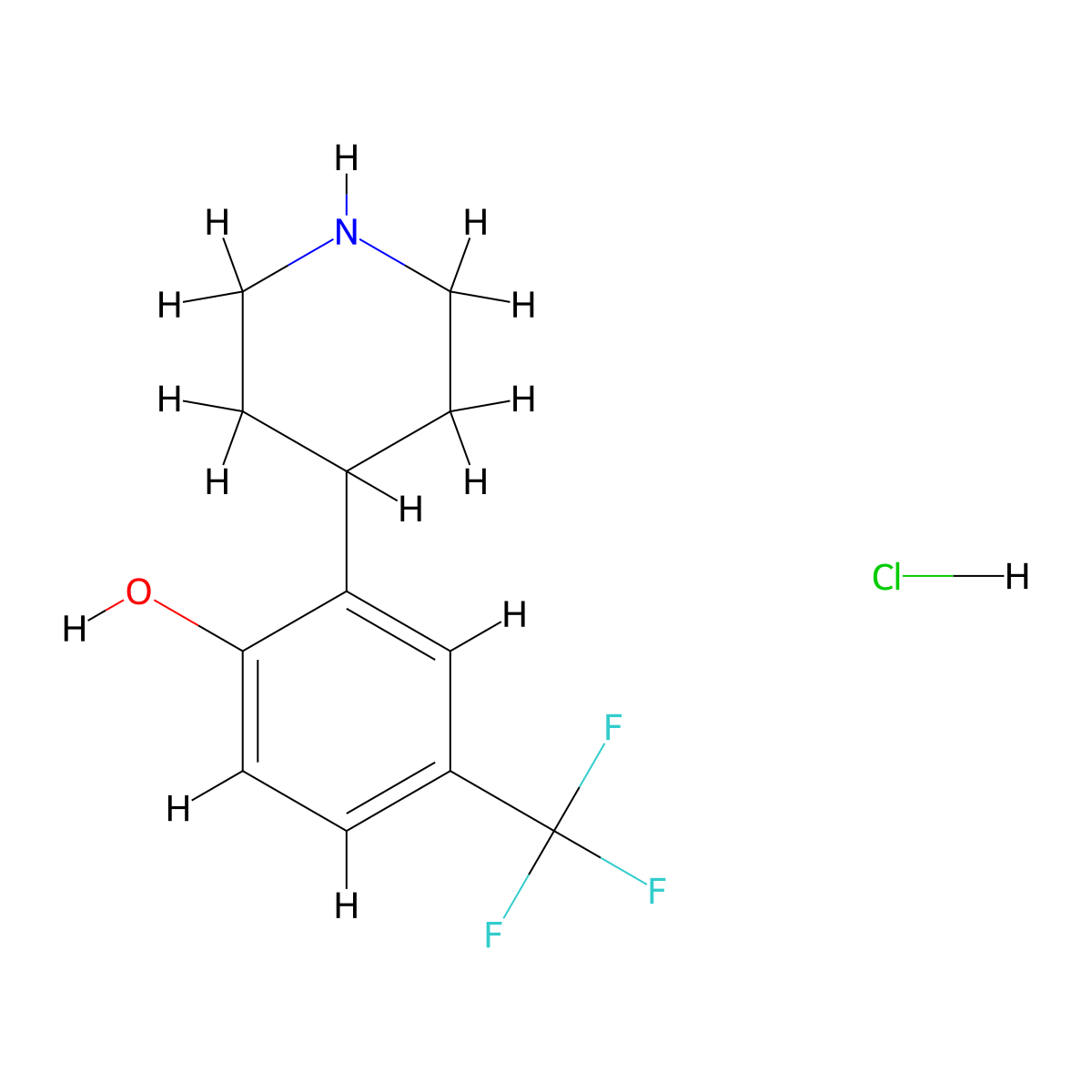2-(Piperidin-4-yl)-4-(trifluoromethyl)phenol hydrochloride molecular structure, CAS 1311254-47-3