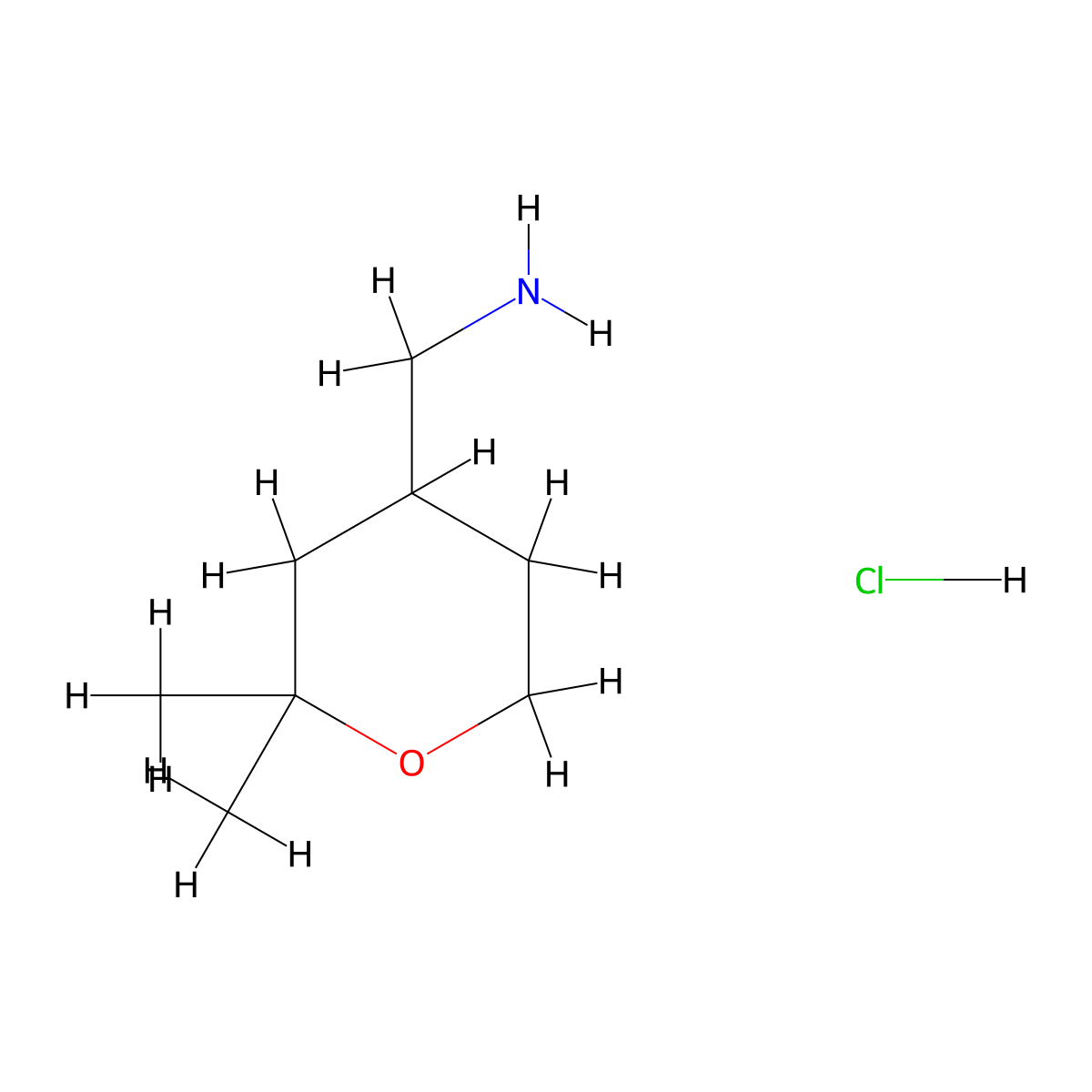(2,2-Dimethyltetrahydro-2H-pyran-4-yl)methanamine hydrochloride molecular structure, CAS 1311254-48-4