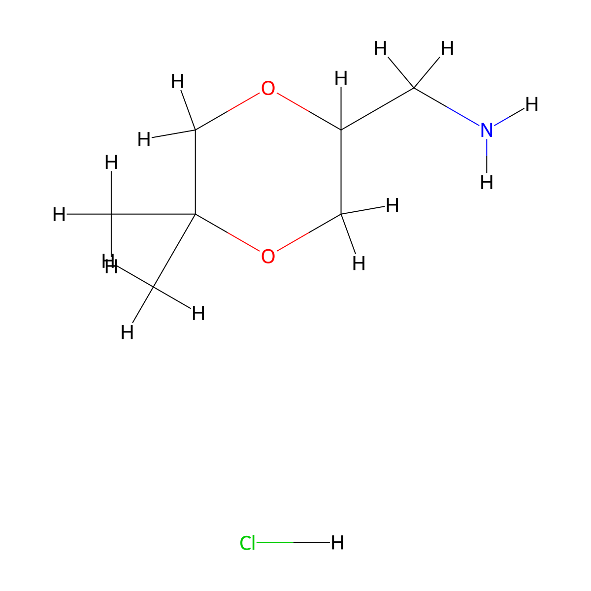 (5,5-Dimethyl-1,4-dioxan-2-yl)methanamine hydrochloride molecular structure, CAS 1311254-64-4