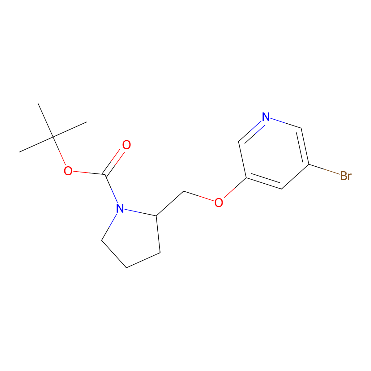 1-Boc-2-((5-bromopyridin-3-yloxy)methyl)pyrrolidine molecular structure, CAS 1311254-65-5
