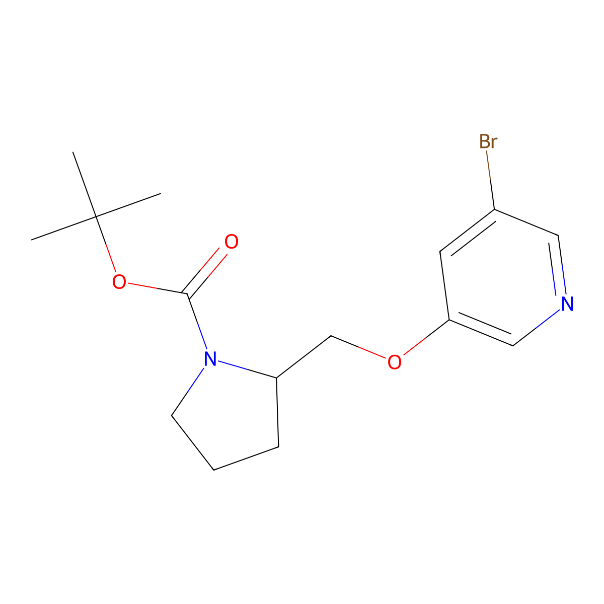 1-Boc-2-((5-bromopyridin-3-yloxy)methyl)pyrrolidine molecular structure, CAS 1311254-65-5
