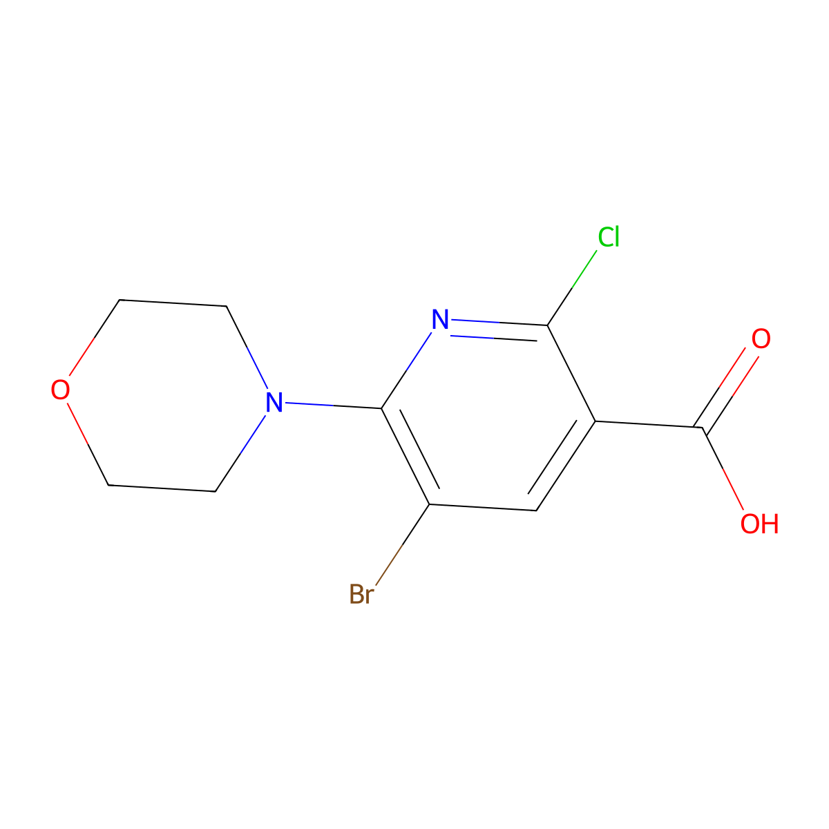 5-Bromo-2-chloro-6-morpholinonicotinic acid molecular structure, CAS 1311254-66-6