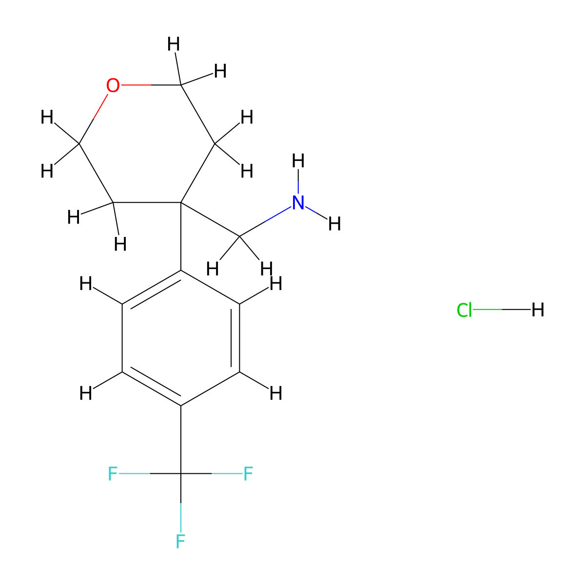 (4-(4-(Trifluoromethyl)phenyl)tetrahydro-2H-pyran-4-yl)methanamine hydrochloride molecular structure, CAS 1311254-76-8
