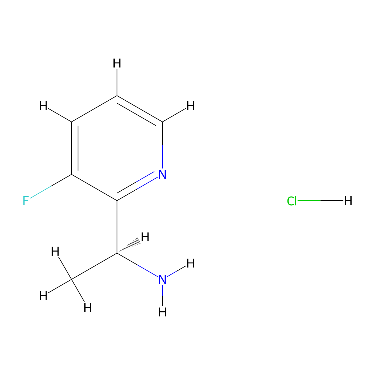 (1S)-1-(3-fluoropyridin-2-yl)ethan-1-amine hydrochloride molecular structure, CAS 1311254-90-6