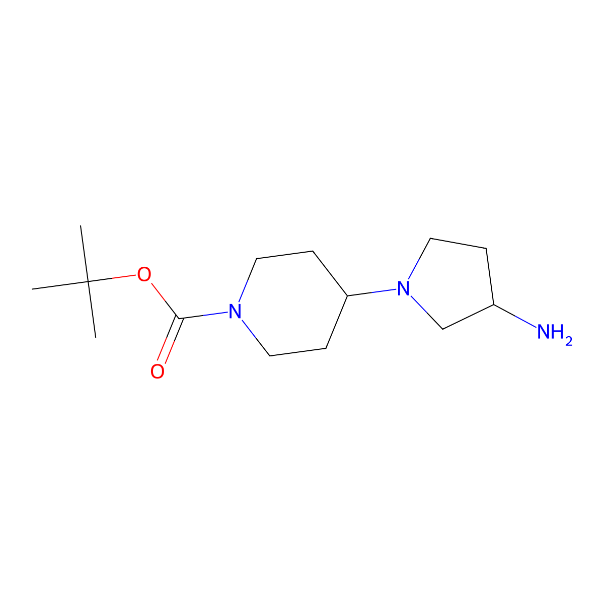 (R)-tert-Butyl 4-(3-aminopyrrolidin-1-yl)piperidine-1-carboxylate molecular structure, CAS 1311255-02-3