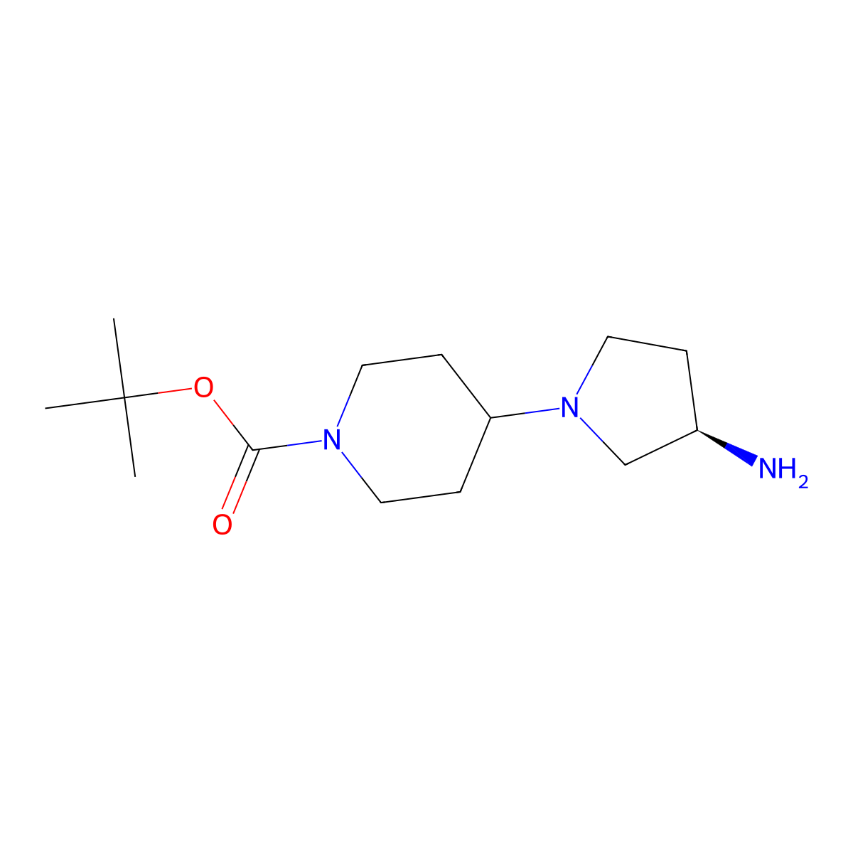 (R)-tert-Butyl 4-(3-aminopyrrolidin-1-yl)piperidine-1-carboxylate molecular structure, CAS 1311255-02-3