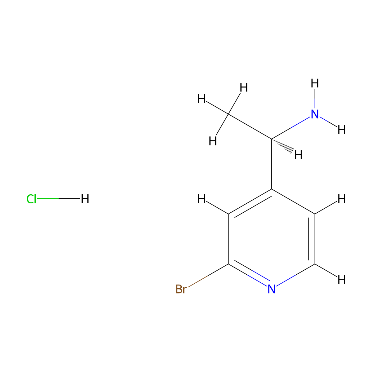 (R)-1-(2-Bromopyridin-4-yl)ethan-1-aminium chloride molecular structure, CAS 1311255-09-0