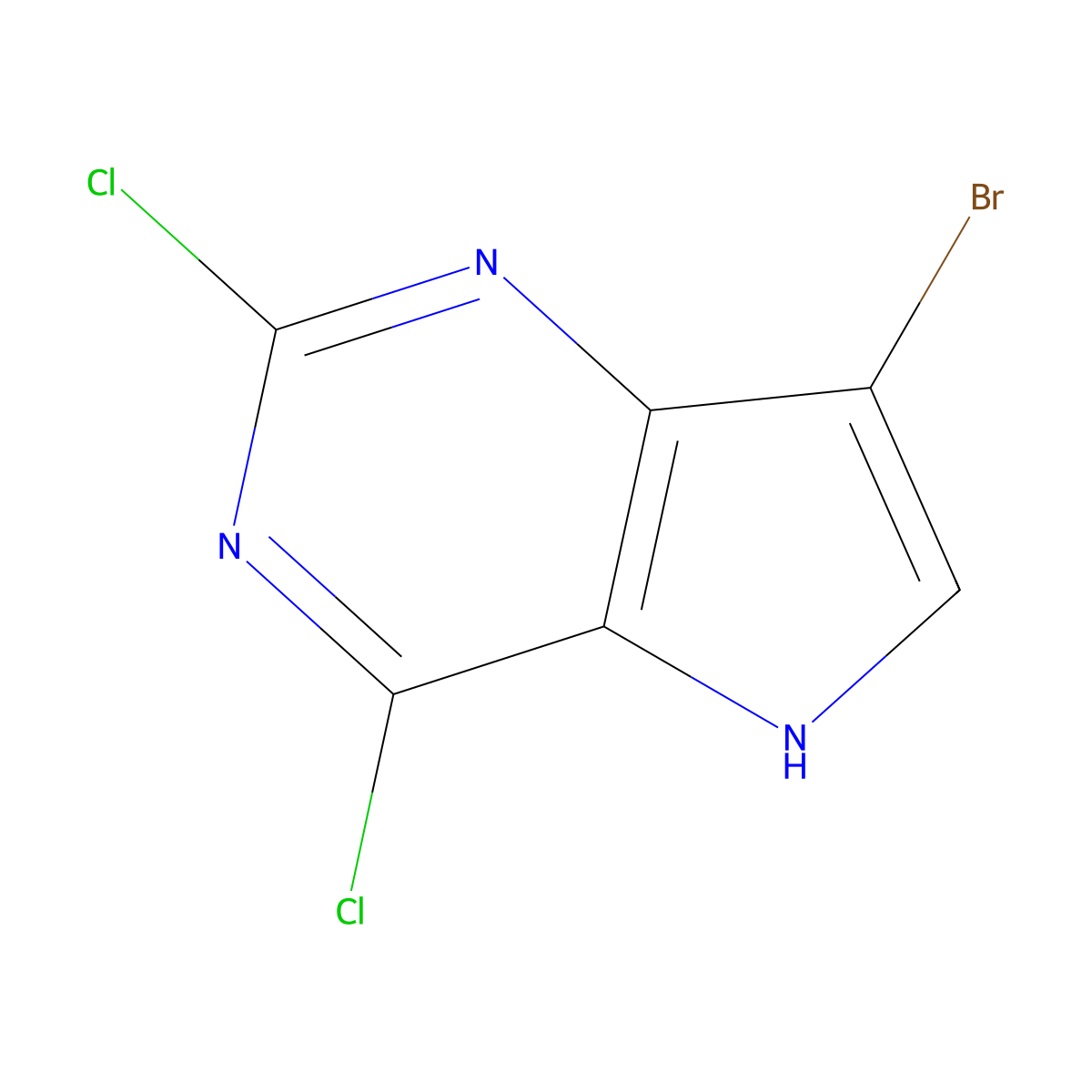 7-Bromo-2,4-dichloro-5H-pyrrolo[3,2-d]pyrimidine molecular structure, CAS 1311275-27-0
