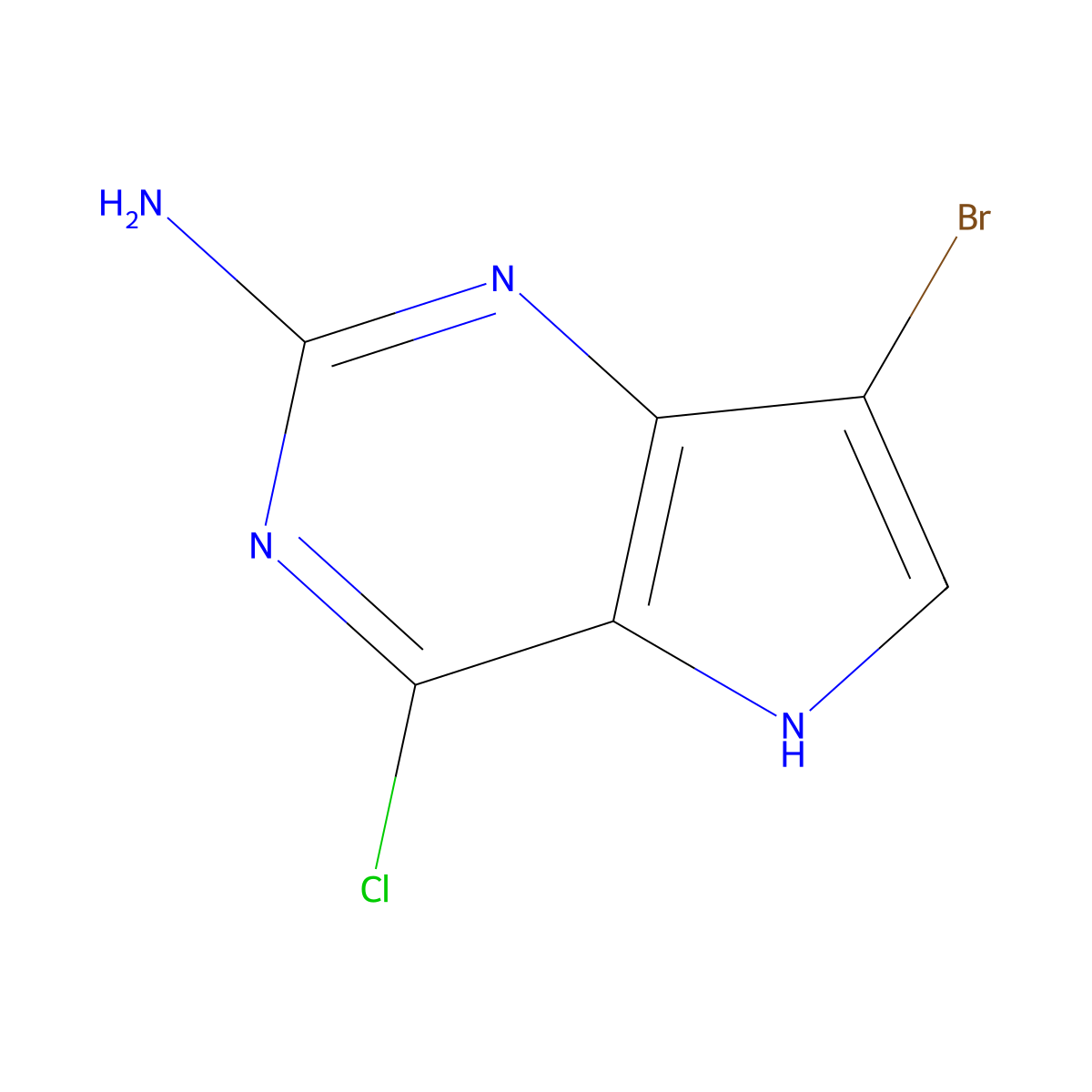 7-Bromo-4-chloro-5H-pyrrolo[3,2-d]pyrimidin-2-amine molecular structure, CAS 1311275-31-6