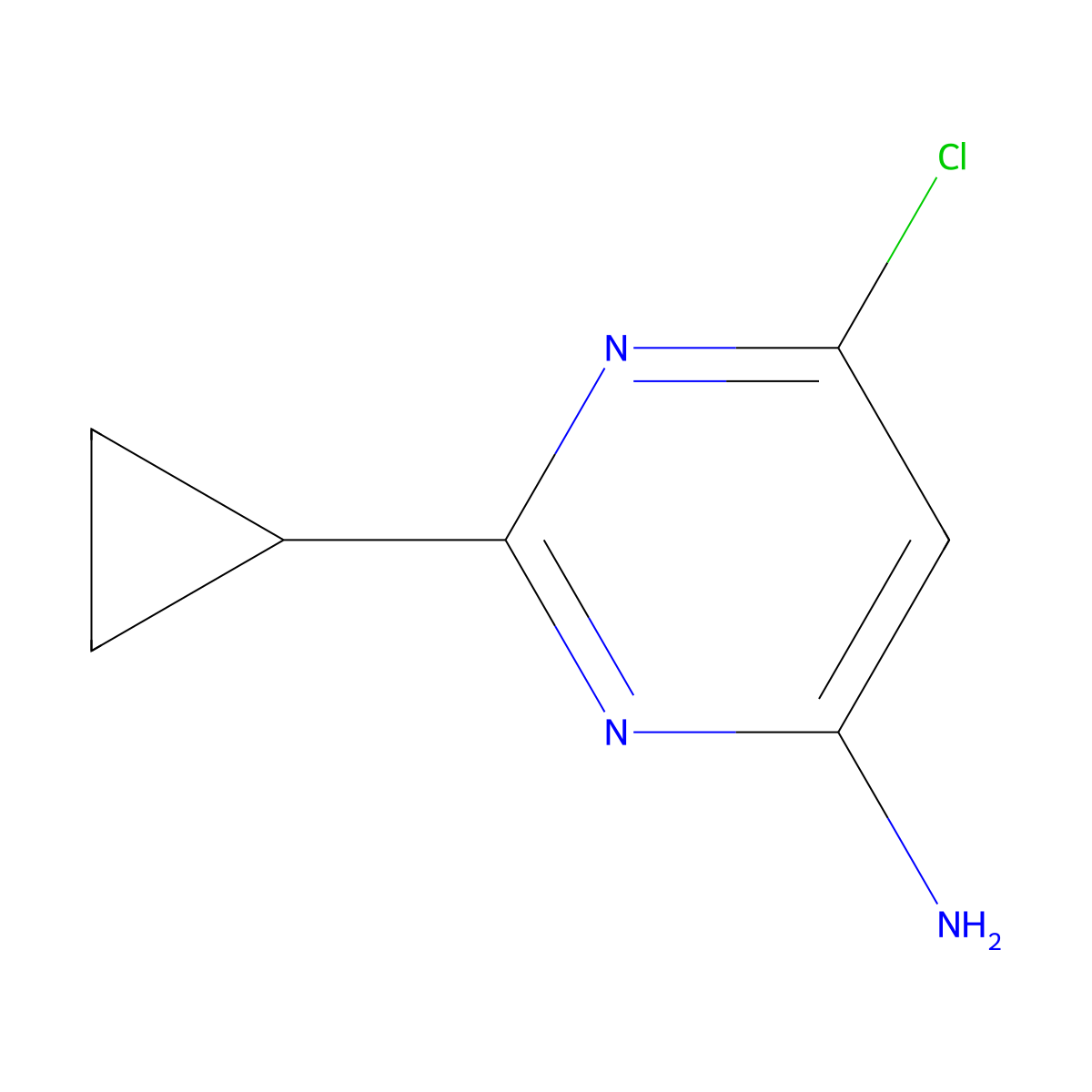 6-Chloro-2-cyclopropylpyrimidin-4-amine molecular structure, CAS 1311275-36-1