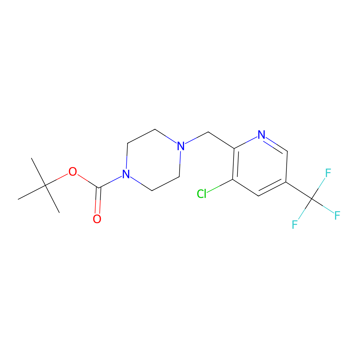 4-(3-Chloro-5-trifluoromethyl-pyridin-2-ylmethyl)-piperazine-1-carboxylic acid tert-butyl ester molecular structure, CAS 1311278-11-1