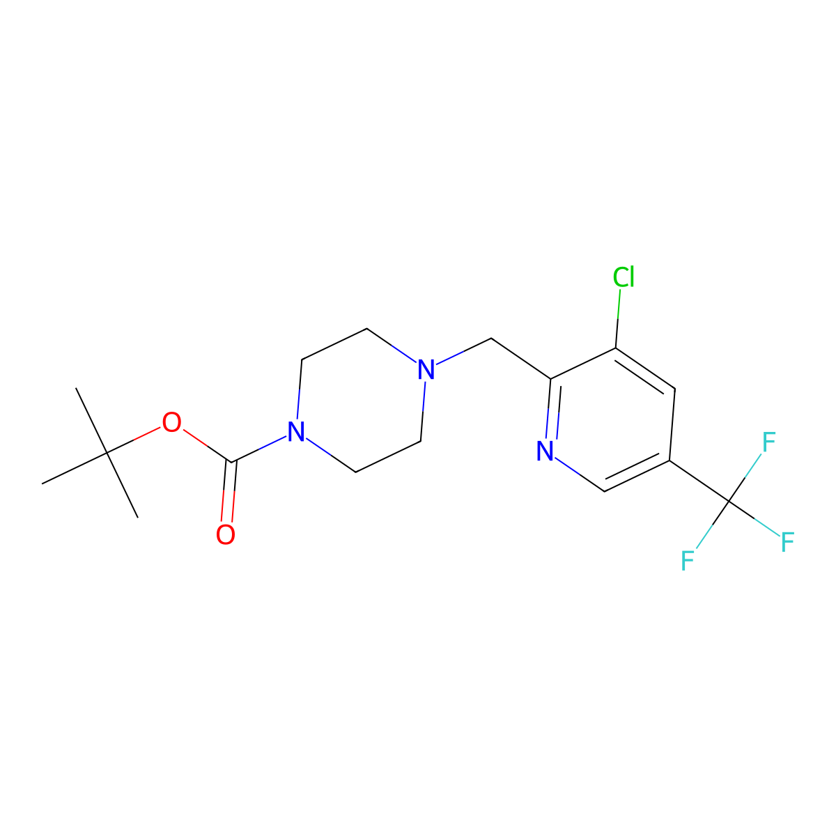4-(3-Chloro-5-trifluoromethyl-pyridin-2-ylmethyl)-piperazine-1-carboxylic acid tert-butyl ester molecular structure, CAS 1311278-11-1