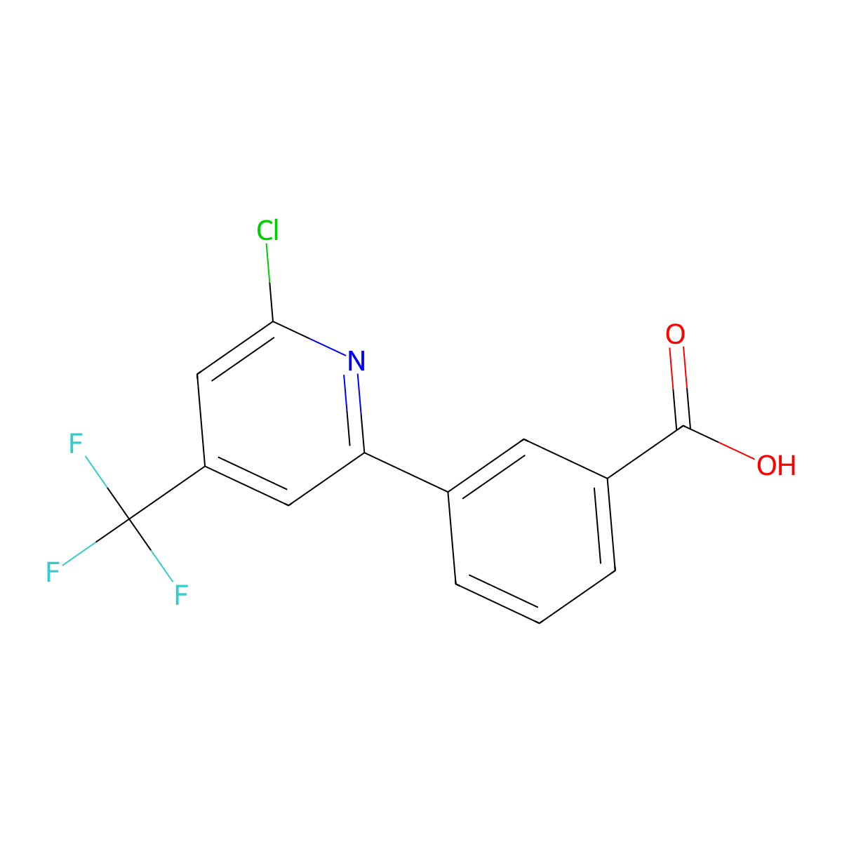 3-(6-Chloro-4-trifluoromethylpyridin-2-yl)benzoic acid molecular structure, CAS 1311278-14-4