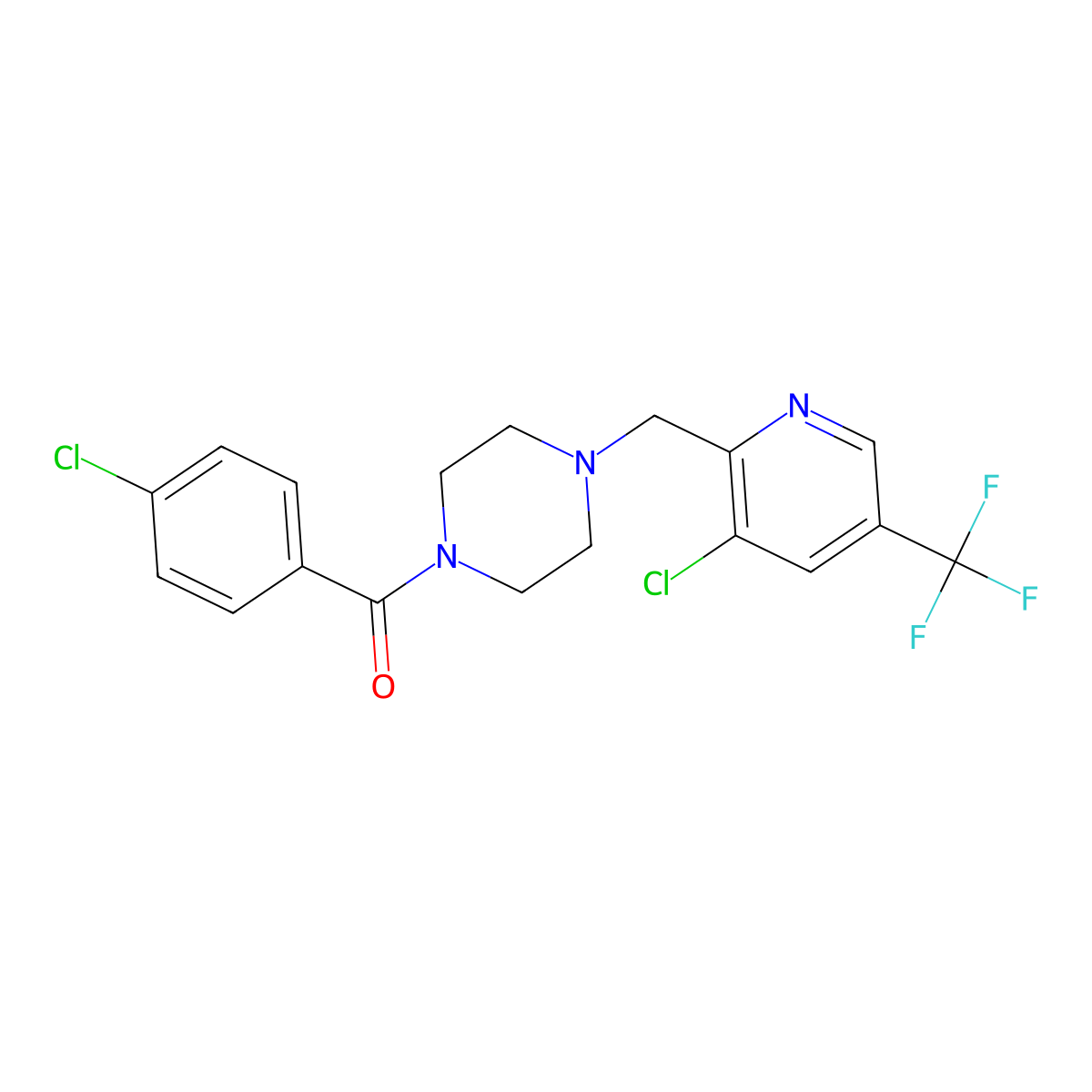 (4-Chloro-phenyl)-[4-(3-chloro-5-trifluoromethyl-pyridin-2-ylmethyl)-piperazin-1-yl]-methanone molecular structure, CAS 1311278-56-4