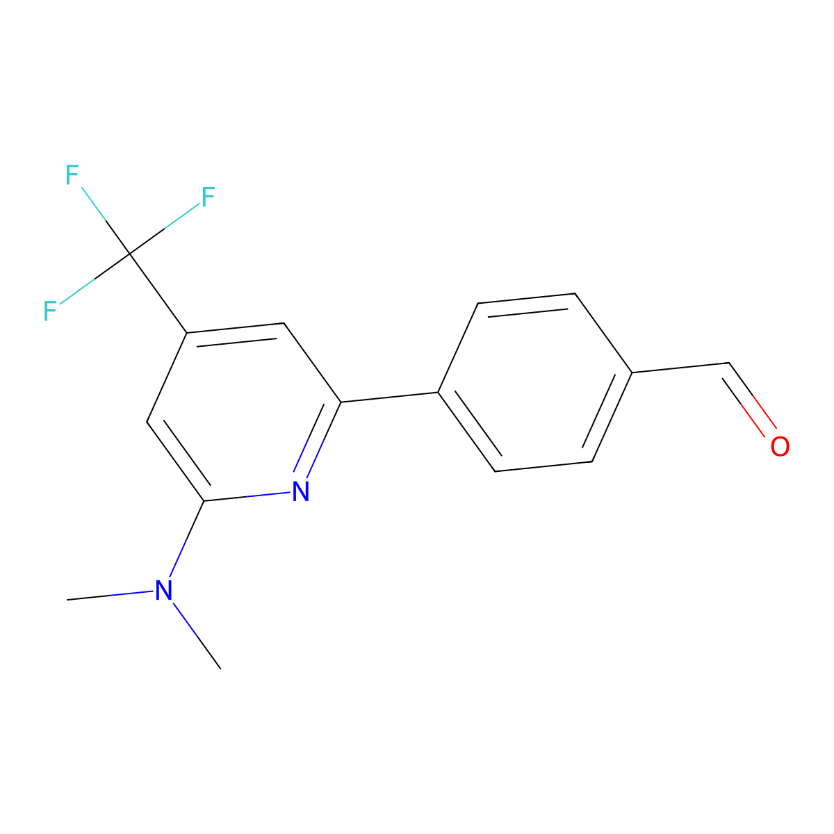 4-(6-Dimethylamino-4-trifluoromethyl-pyridin-2-yl)-benzaldehyde molecular structure, CAS 1311278-58-6