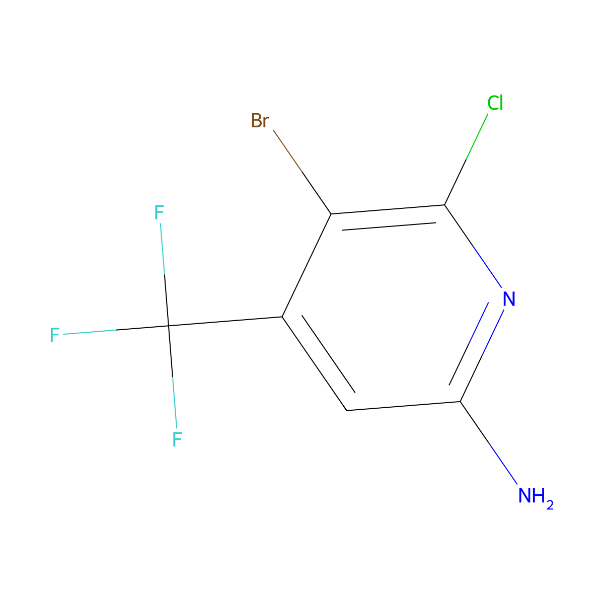 5-Bromo-6-chloro-4-trifluoromethyl-pyridin-2-ylamine molecular structure, CAS 1311279-26-1