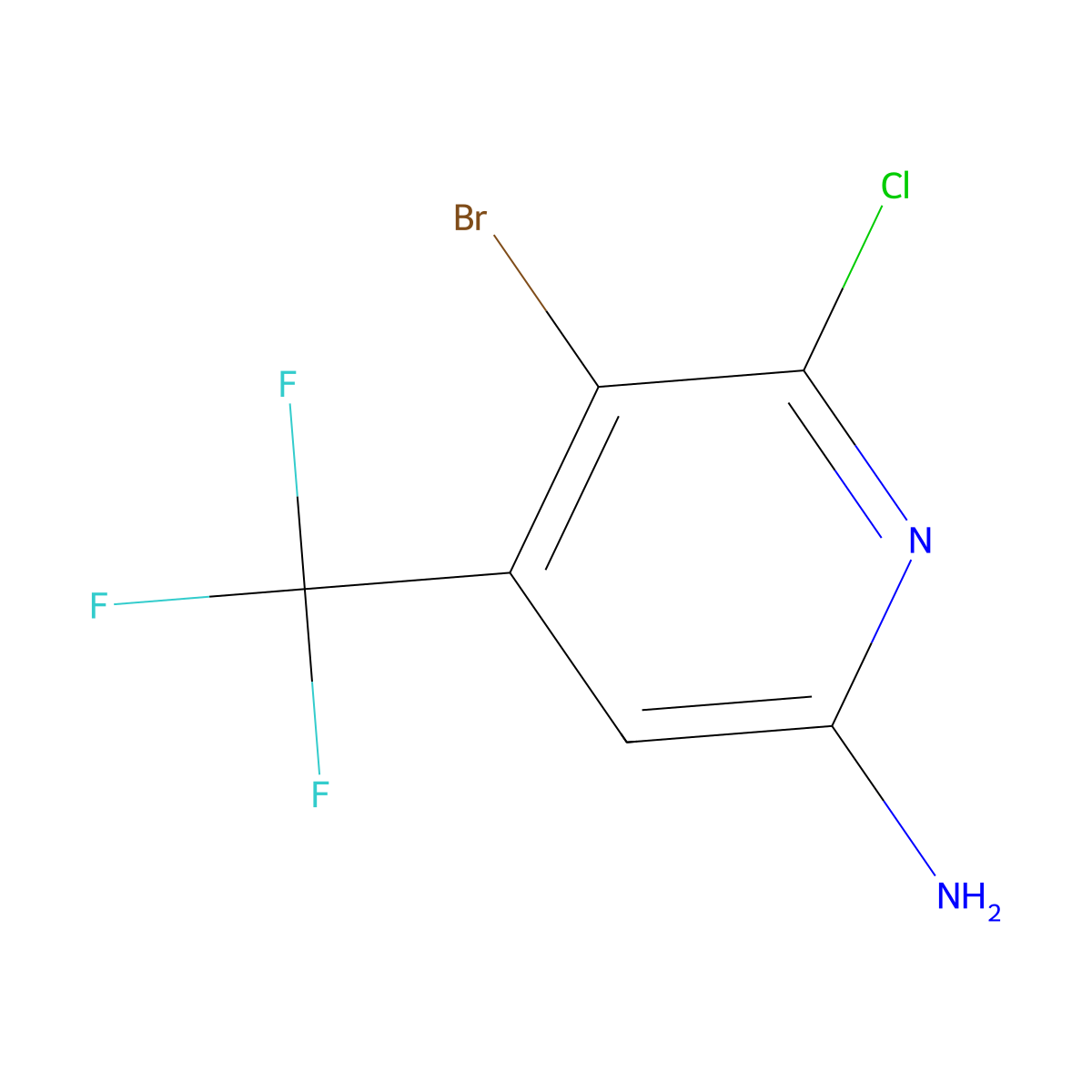 5-Bromo-6-chloro-4-trifluoromethyl-pyridin-2-ylamine molecular structure, CAS 1311279-26-1