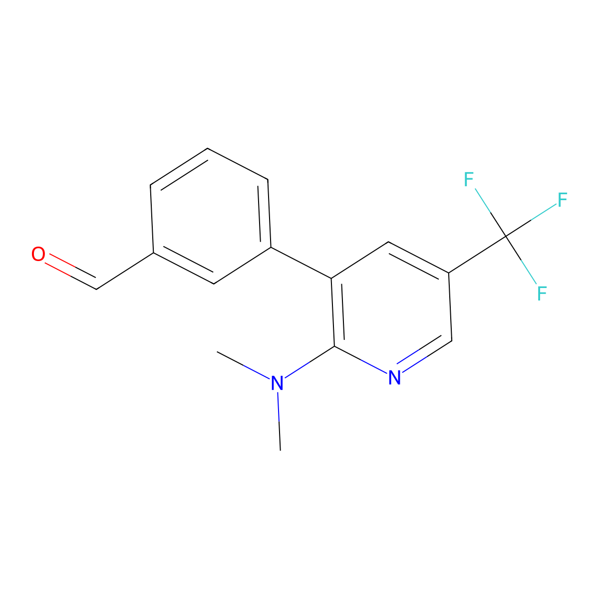 3-(2-Dimethylamino-5-trifluoromethyl-pyridin-3-yl)-benzaldehyde molecular structure, CAS 1311279-59-0