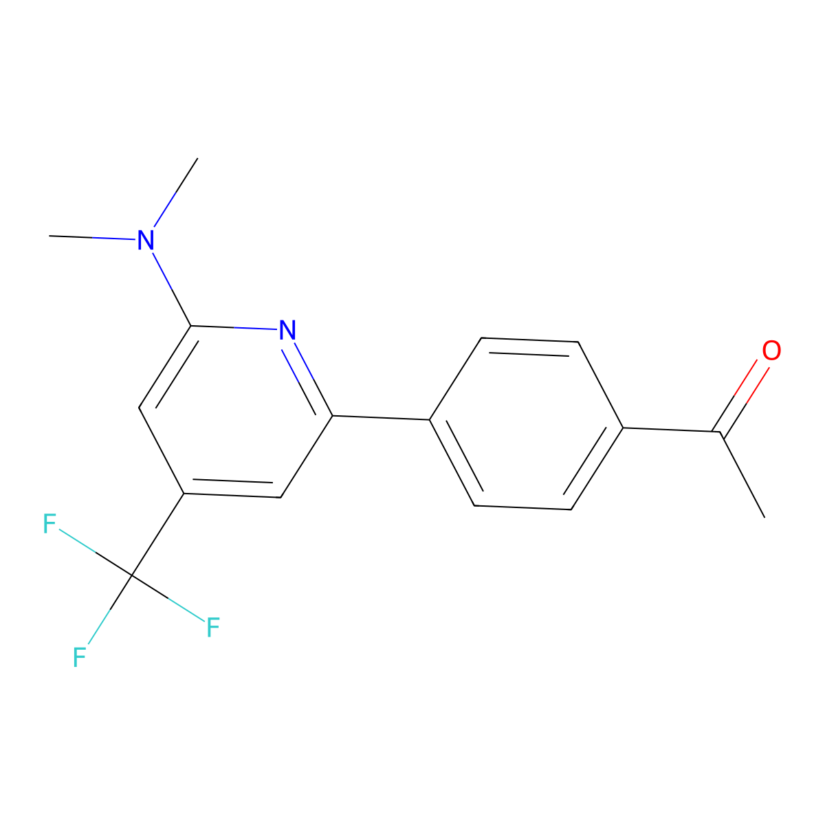 1-[4-(6-Dimethylamino-4-trifluoromethyl-pyridin-2-yl)-phenyl]-ethanone molecular structure, CAS 1311280-01-9
