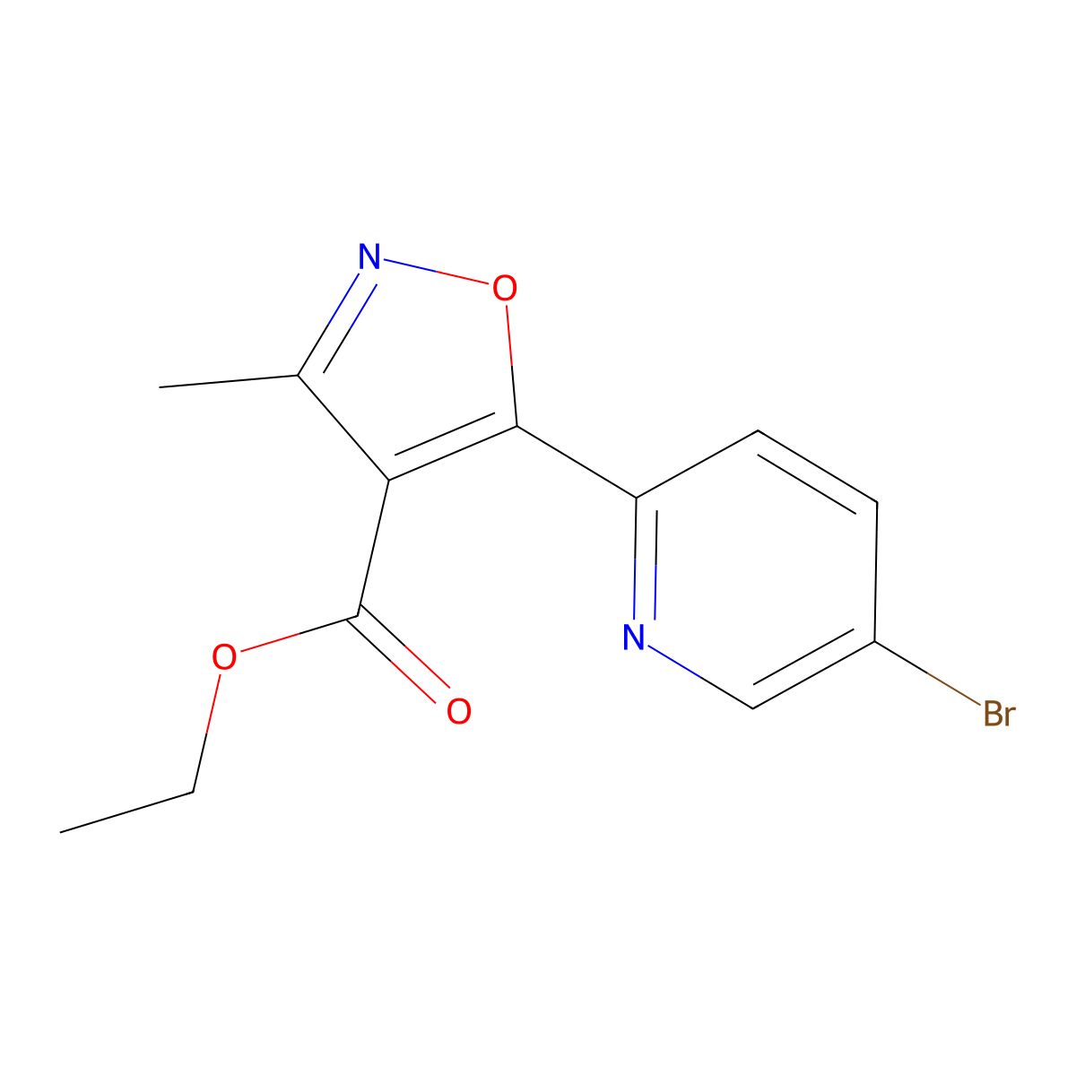 5-(5-Bromo-pyridin-2-yl)-3-methyl-isoxazole-4-carboxylic acid ethyl ester molecular structure, CAS 1311280-10-0