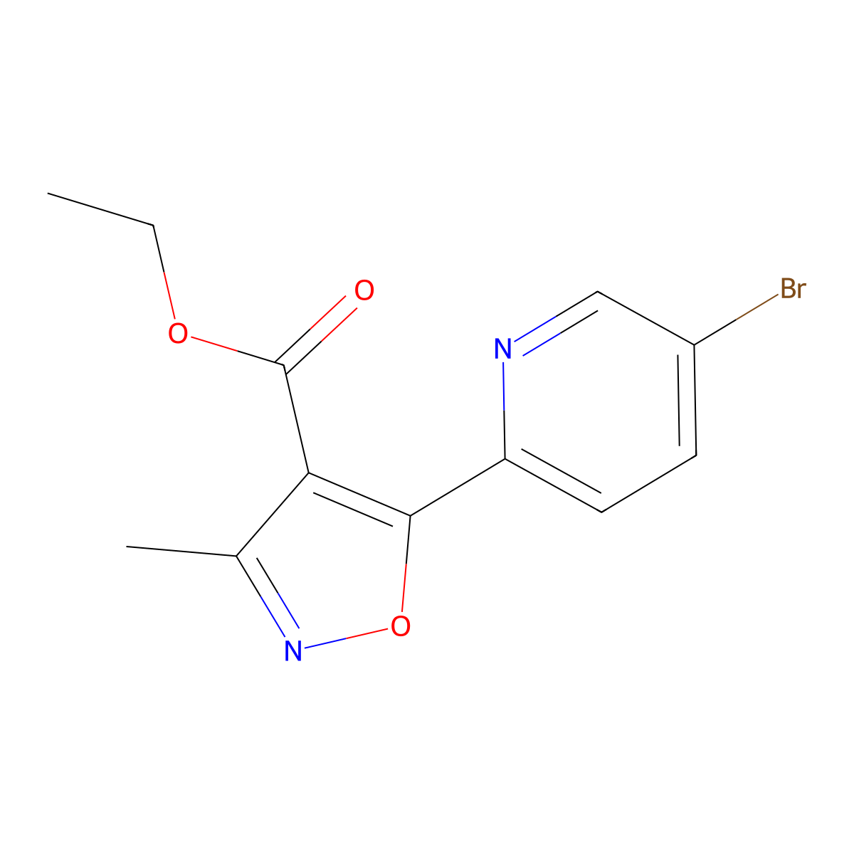 5-(5-Bromo-pyridin-2-yl)-3-methyl-isoxazole-4-carboxylic acid ethyl ester molecular structure, CAS 1311280-10-0