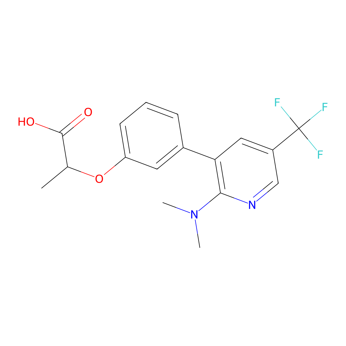 2-[3-(2-Dimethylamino-5-trifluoromethyl-pyridin-3-yl)-phenoxy]-propionic acid molecular structure, CAS 1311280-42-8