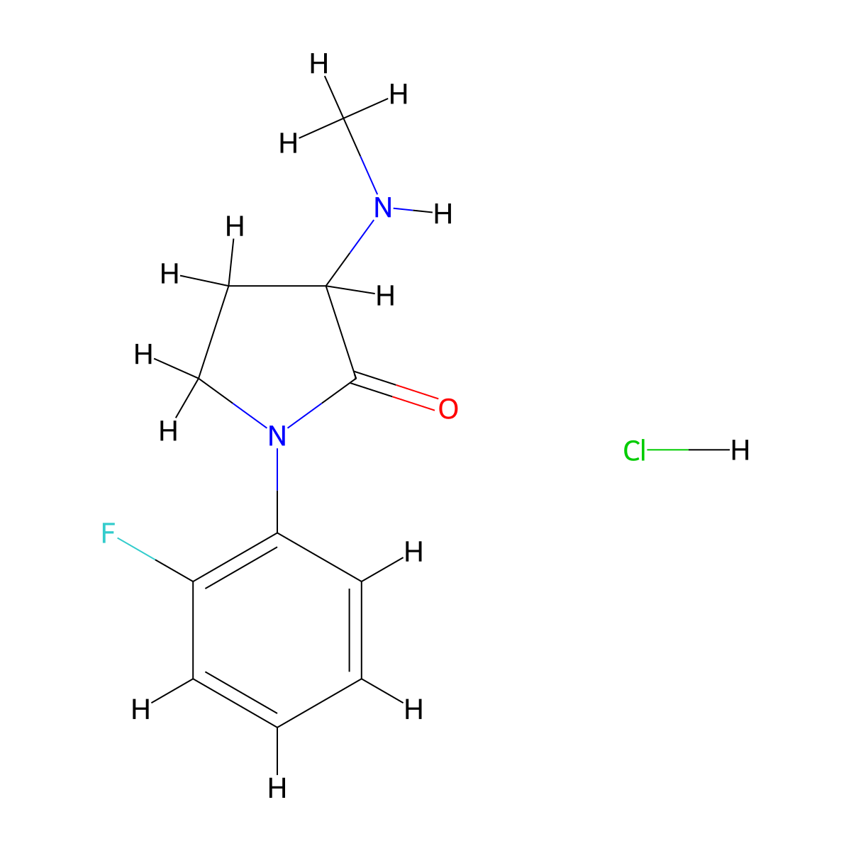 1-(2-Fluorophenyl)-3-(methylamino)pyrrolidin-2-one hydrochloride molecular structure, CAS 1311313-52-6